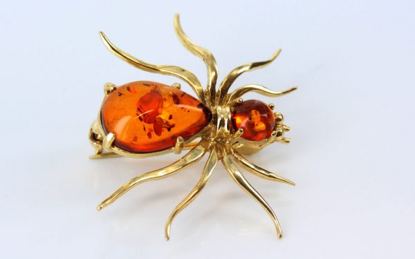 Italian Made German Baltic Amber in 14ct Gold Spider Brooch GB0004/14ct RRP£575!!!