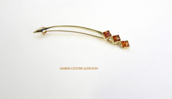 Italian Handmade Elegant German Baltic Amber Brooch in 9ct solid Gold GB0005 RRP£275!!