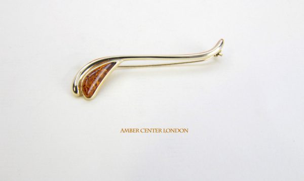 Italian Handmade Elegant German Baltic Amber Brooch in 9ct Gold GB0007 RRP£275!!