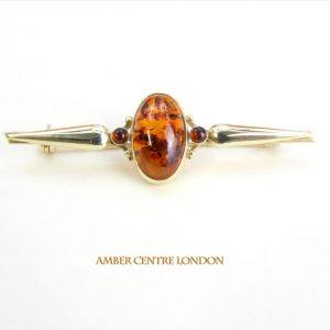 Italian Handmade Elegant German Baltic Amber Brooch in 9ct Gold GB0008 RRP£375!!!