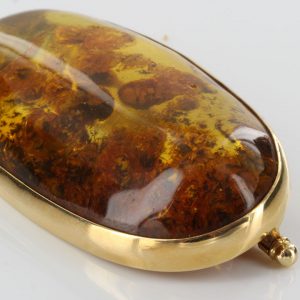 Italian Handmade Unusual German Baltic Amber with organic inclusions in 14ct Gold Brooch GB0019 RRR£1750!!!