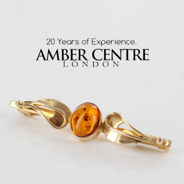 Italian Handmade Elegant German Baltic Amber Brooch in 14ct Gold GB0020 RRP£525!!!