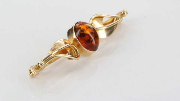 Italian Handmade Elegant German Baltic Amber Brooch in 14ct Gold GB0020 RRP£525!!!