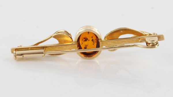 Italian Handmade Elegant German Baltic Amber Brooch in 14ct Gold GB0020 RRP£525!!!