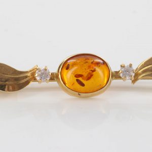 Italian Handmade Elegant German Baltic Amber in 14ct Gold Brooch GB0021 RRP£550!!!