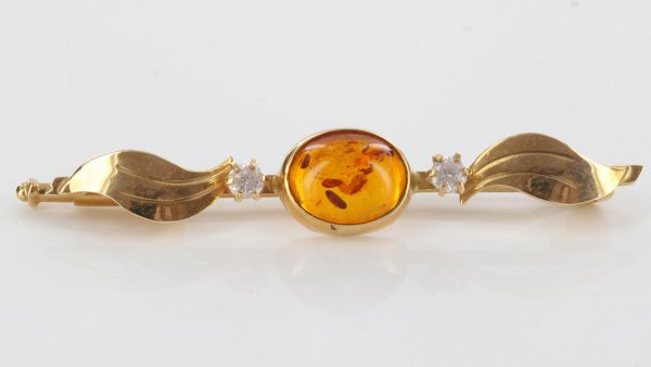 Italian Handmade Elegant German Baltic Amber in 14ct Gold Brooch GB0021 RRP£550!!!