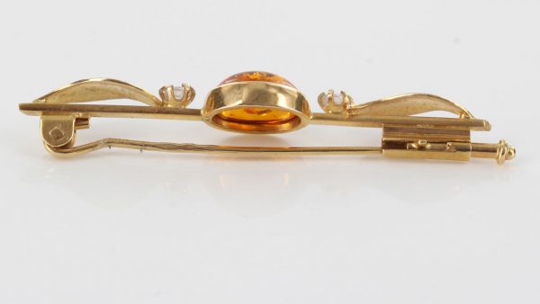 Italian Handmade Elegant German Baltic Amber in 14ct Gold Brooch GB0021 RRP£550!!!