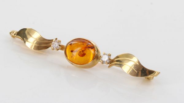 Italian Handmade Elegant German Baltic Amber in 14ct Gold Brooch GB0021 RRP£550!!!