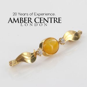 Antique Italian Made German Baltic Butterscotch Amber in 14ct Gold Brooch GB0021Y RRP£600!!!