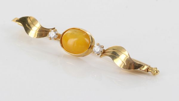 Antique Italian Made German Baltic Butterscotch Amber in 14ct Gold Brooch GB0021Y RRP£600!!!