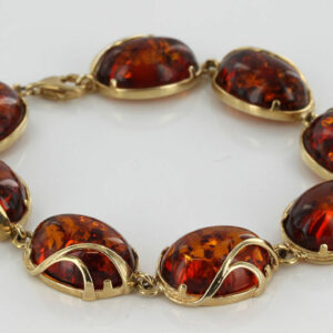 ITALIAN HANDMADE GERMAN BALTIC AMBER BRACELET IN 9CT solid GOLD -GBR002 RRP£1600!!!