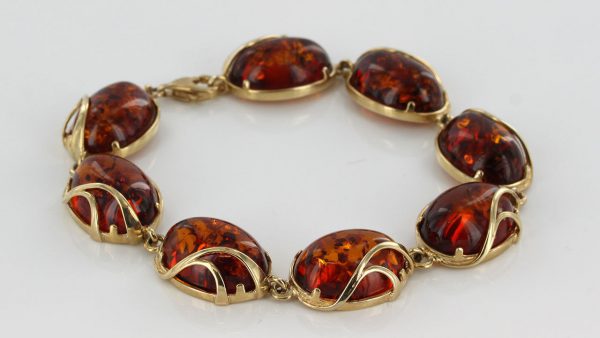 ITALIAN HANDMADE GERMAN BALTIC AMBER BRACELET IN 9CT solid GOLD -GBR002 RRP£1600!!!