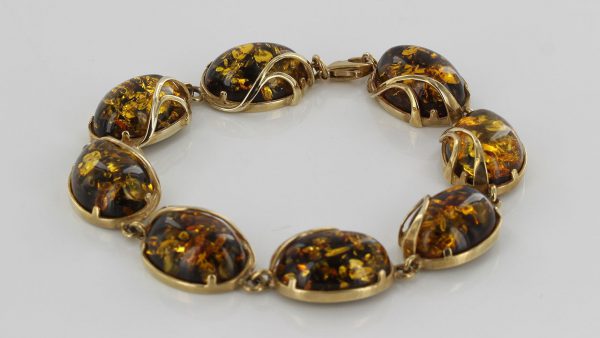 ITALIAN MADE GREEN GERMAN BALTIC AMBER BRACELET 9CT solid GOLD -GBR002G RRP£1600!!!