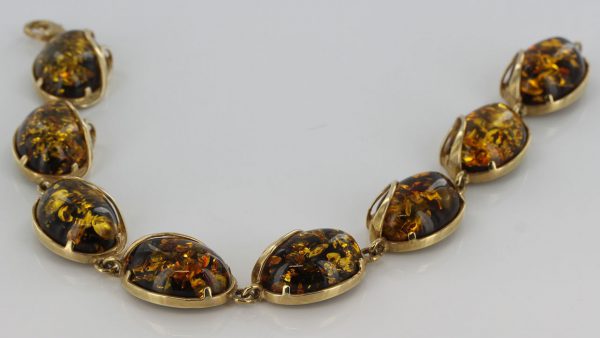 ITALIAN MADE GREEN GERMAN BALTIC AMBER BRACELET 9CT solid GOLD -GBR002G RRP£1600!!!