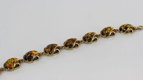 ITALIAN MADE GREEN GERMAN BALTIC AMBER BRACELET 9CT solid GOLD -GBR002G RRP£1600!!!
