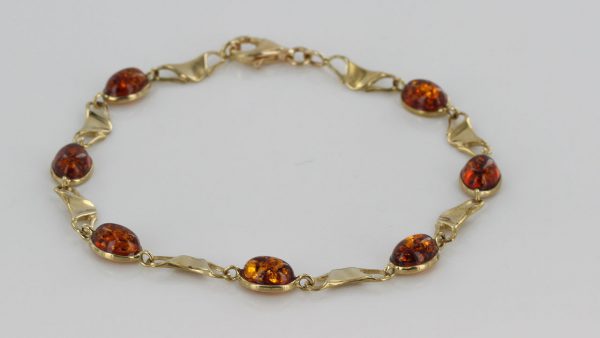 ITALIAN HANDMADE GERMAN BALTIC AMBER BRACELET IN 9CT solid GOLD GBR007-RRP£450!!!