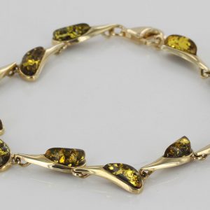 ITALIAN HANDMADE GERMAN GREEN BALTIC AMBER BRACELET 9CT solid GOLD GBR013-RRP£575!!!