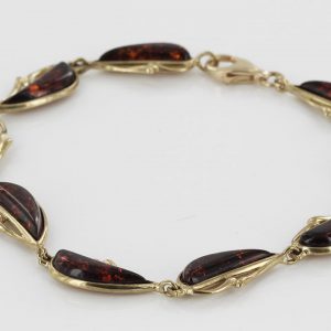 ITALIAN HANDMADE GERMAN BALTIC AMBER BRACELET IN 9CT solid GOLD GBR015-RRP£750!!!