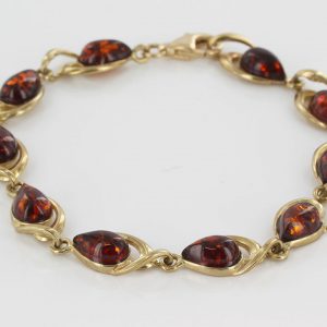 ITALIAN HANDMADE GERMAN BALTIC AMBER BRACELET IN 9CT GOLD GBR019-RRP£800!!!