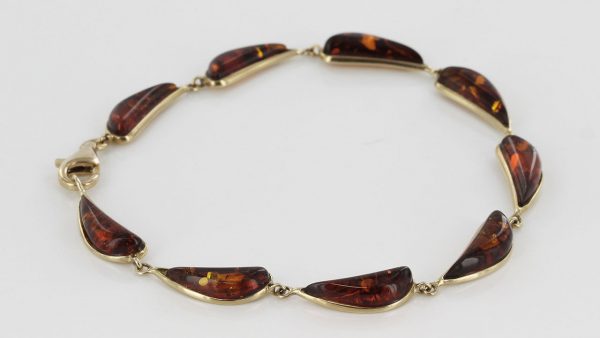 ITALIAN HANDMADE GERMAN BALTIC AMBER BRACELET IN 9CT solid GOLD GBR020-RRP£495!!!