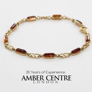 ITALIAN HANDMADE GERMAN BALTIC AMBER BRACELET IN 9CT solid GOLD GBR059-RRP£495!!!