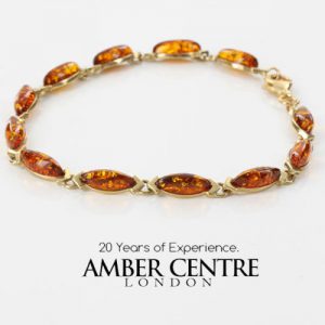 ITALIAN HANDMADE GERMAN BALTIC AMBER BRACELET IN 9CT solid GOLD GBR069-RRP£550!!!