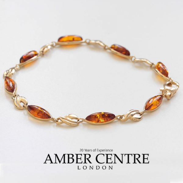 ITALIAN HANDMADE GERMAN BALTIC AMBER BRACELET IN 9CT solid GOLD GBR077-RRP£495!!!