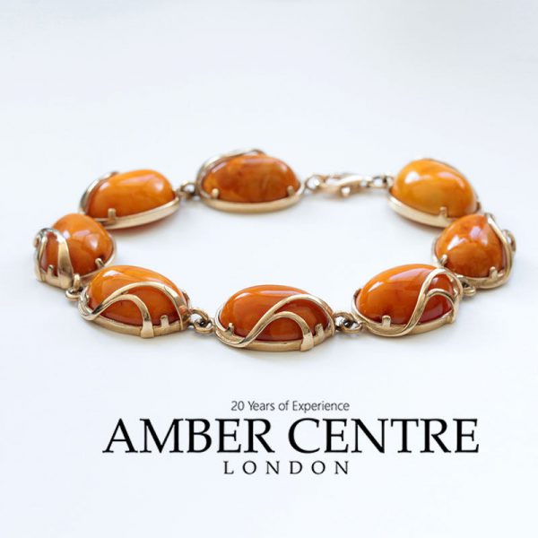 German Antique Handmade Butterscotch Baltic Amber In 9ct solid Gold Bracelet GBR089 RRP£2500!!!