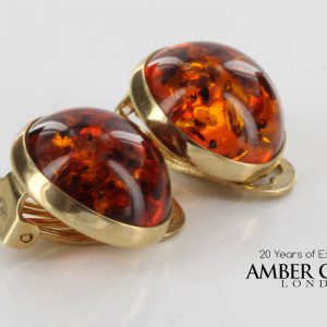 Italian Handmade Unique German Baltic Amber Clips In 9 Ct Gold - GCL0009 RRP£425!!!