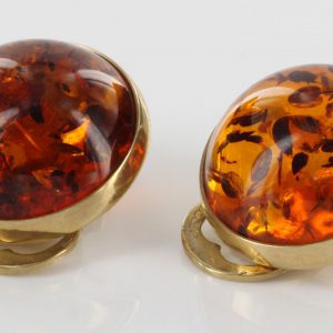 Italian Handmade Unique German Baltic Amber Clips In 9 Ct Gold - GCL0009 RRP£425!!!