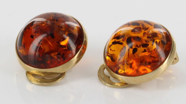 Italian Handmade Unique German Baltic Amber Clips In 9 Ct Gold - GCL0009 RRP£425!!!