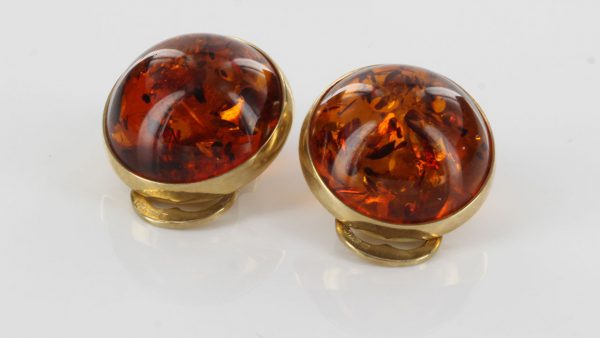 Italian Handmade Unique German Baltic Amber Clips In 9 Ct Gold - GCL0009 RRP£425!!!