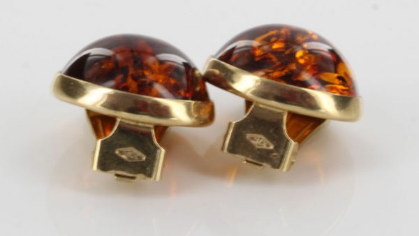 Italian Handmade Unique German Baltic Amber Clips In 9 Ct Gold - GCL0009 RRP£425!!!