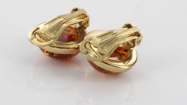 Italian Handmade Unique German Baltic Amber Clips In 9 Ct Gold - GCL0009 RRP£425!!!