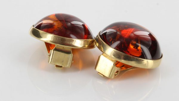 Italian Handmade German Baltic Amber Clip On Earrings in 9 Ct Gold GCL0010 RRP£595!!!