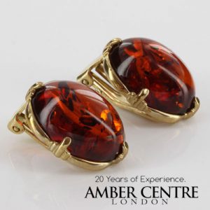 ITALIAN HANDMADE GERMAN BALTIC AMBER CLIP ON EARRINGS 9CT GOLD GCL0012 RRP£475!!