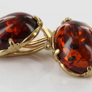 ITALIAN HANDMADE GERMAN BALTIC AMBER CLIP ON EARRINGS 9CT GOLD GCL0012 RRP£475!!