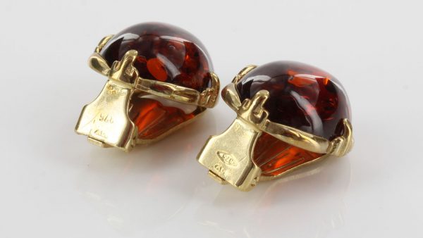 ITALIAN HANDMADE GERMAN BALTIC AMBER CLIP ON EARRINGS 9CT GOLD GCL0012 RRP£475!!