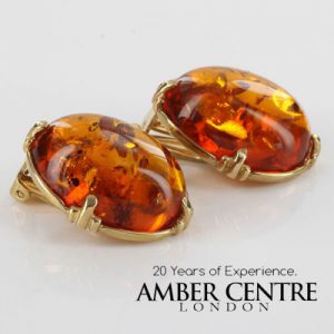 Italian Handmade German Amber Clip On Earrings 9ct Gold GCL0013 RRP£595!!!