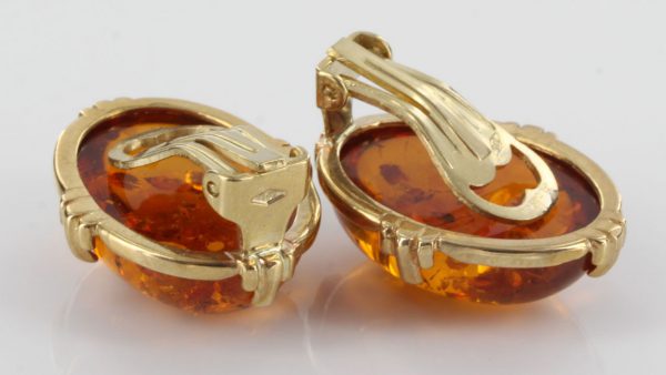 Italian Handmade German Amber Clip On Earrings 9ct Gold GCL0013 RRP£595!!!