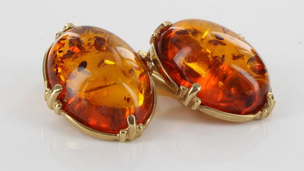Italian Handmade German Amber Clip On Earrings 9ct Gold GCL0013 RRP£595!!!