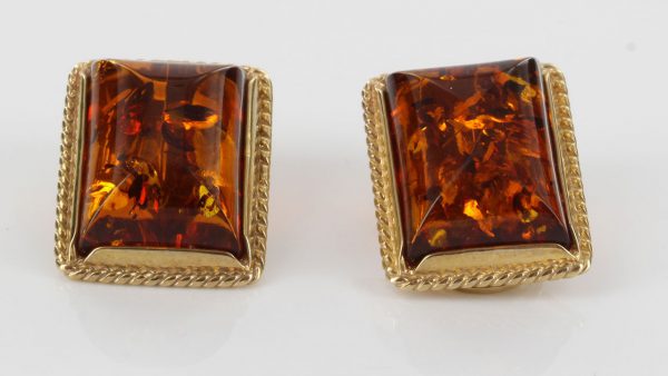 ITALIAN HANDMADE German BALTIC AMBER CLIP ON EARRINGS 9ct GOLD-GCL0014RRP£595!!!