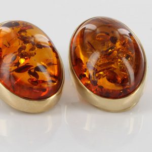 Italian Handmade German Baltic Amber Clip On Earrings, 9 Ct Gold-GCl0015 RRP£575!!!
