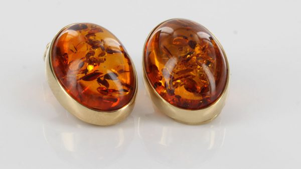 Italian Handmade German Baltic Amber Clip On Earrings, 9 Ct Gold-GCl0015 RRP£575!!!