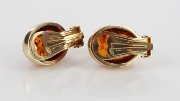 Italian Handmade German Baltic Amber Clip On Earrings, 9 Ct Gold-GCl0015 RRP£575!!!