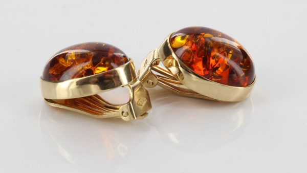 Italian Handmade German Baltic Amber Clip On Earrings, 9 Ct Gold-GCl0015 RRP£575!!!