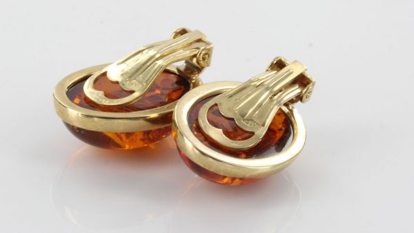 Italian Handmade Baltic Amber Clip On Earrings 9 ct Gold-GCl0016 RRO£575!!!