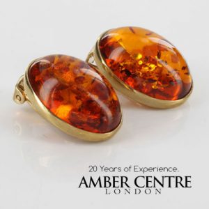 Italian Handmade GermanBaltic Amber Clip On Earrings In 9ct Gold-GCL0017 RRP£425!!!