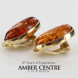 Italian Handmade Baltic Amber Clip On Earrings In 9ct Italian Gold GCL0023 RRP£475!!!