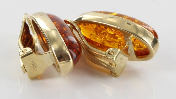 Italian Handmade Baltic Amber Clip On Earrings In 9ct Italian Gold GCL0023 RRP£475!!!